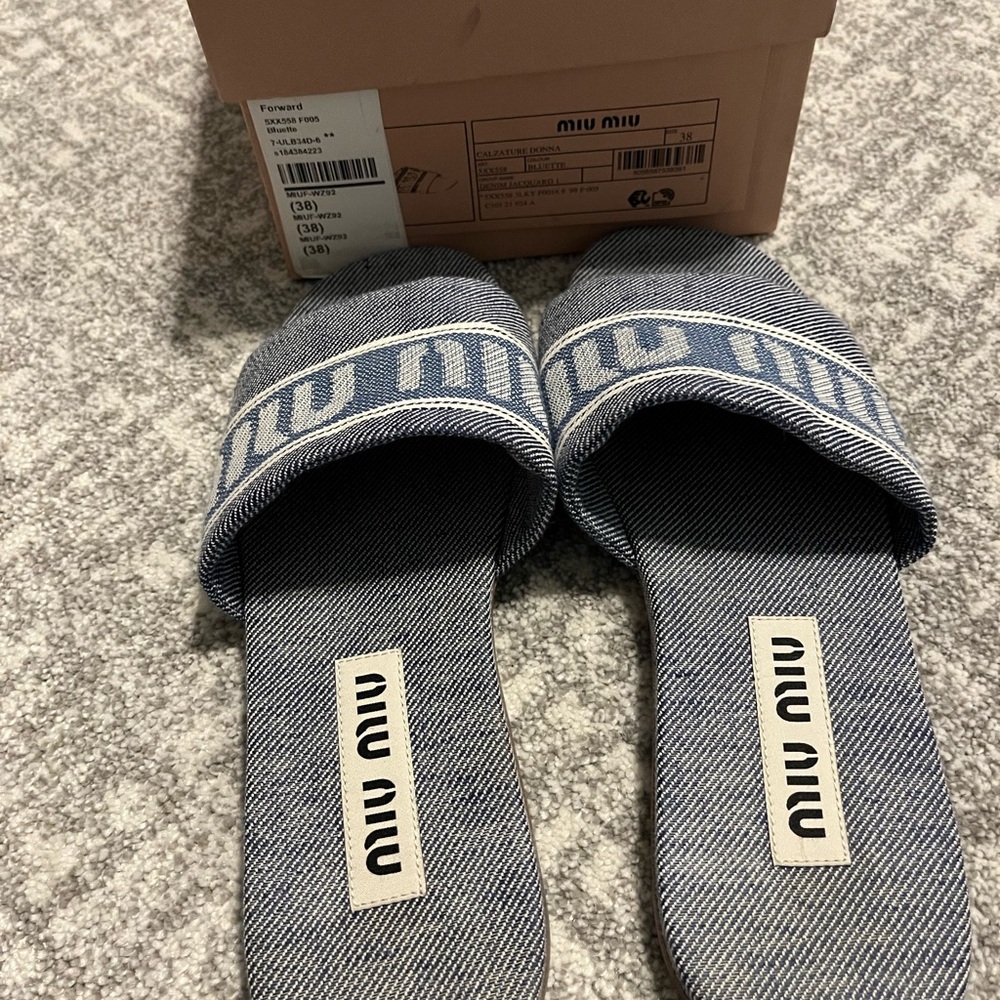 Miu Miu Blue Denim Women’s Slides
